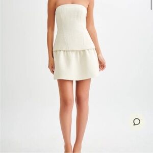 Meshki Wool Blend Cyrus Gathered Boucle Ivory Mini Skirt Size XS NWT